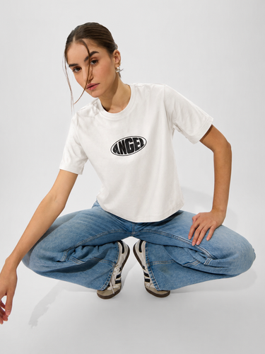 Women’s White Angel Graphic Printed Crop T-Shirt | Casual Cotton Round Neck Statement Tee