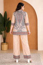 Beige Ethnic Print Kurta & Palazzo Co-ord Set