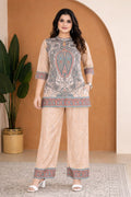 Beige Ethnic Print Kurta & Palazzo Co-ord Set