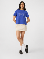 Women’s Royal Blue Seashell Graphic Printed Cotton T-Shirt | Casual Round Neck Minimalist Tee