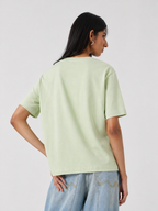 Women’s Sage Green Oversized Graphic T-Shirt | Casual Cotton Palm Print Round Neck Tee