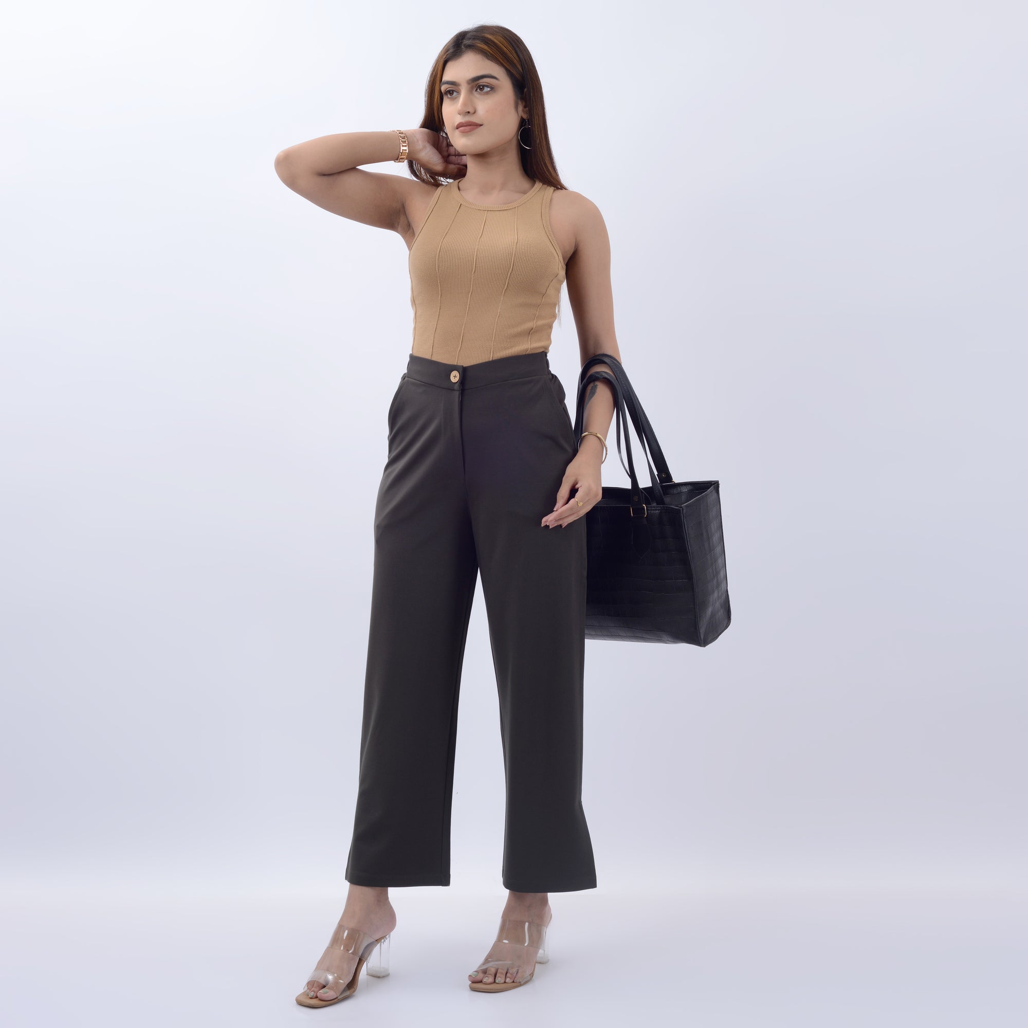 BROAD LEG PANTS WITH SPANDEX WFB1013