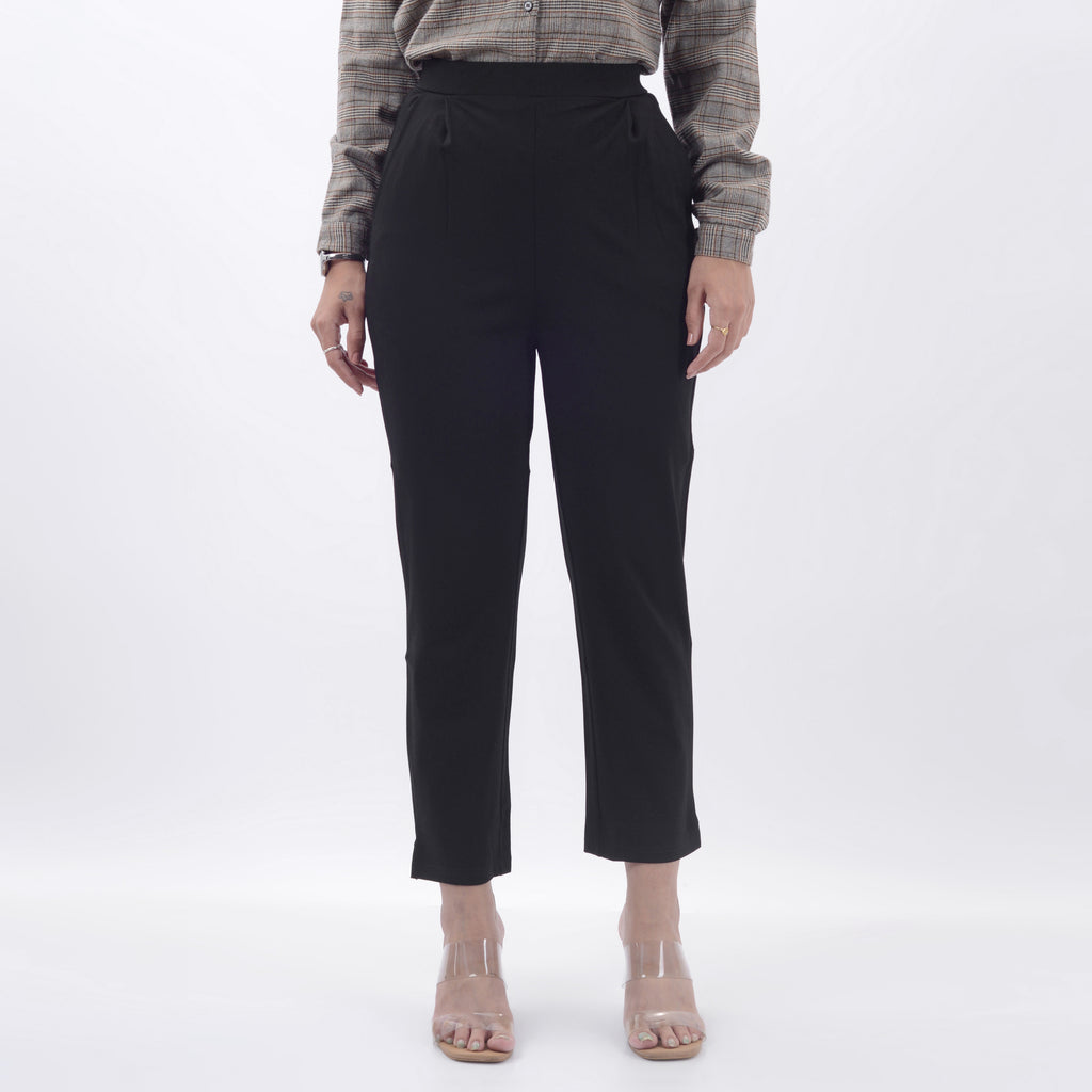 STRAIGHT FIT PLEATED TROUSERS WITH SPANDEX WFB1003
