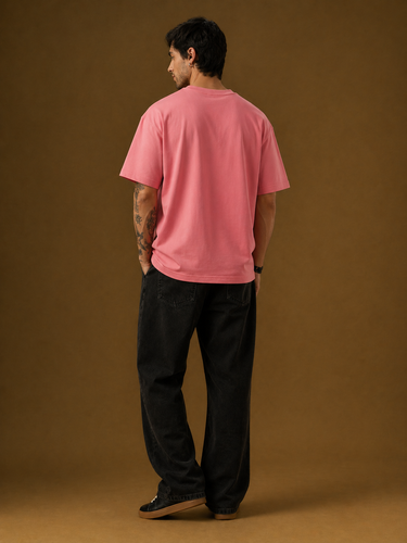 Men's Pink 'Skating Skeleton' Graphic T-Shirt