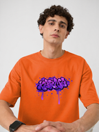 Karma Graffiti Men's Oversized Half Sleeve Orange Tee