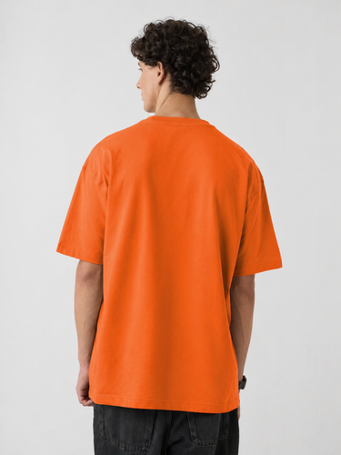 Karma Graffiti Men's Oversized Half Sleeve Orange Tee