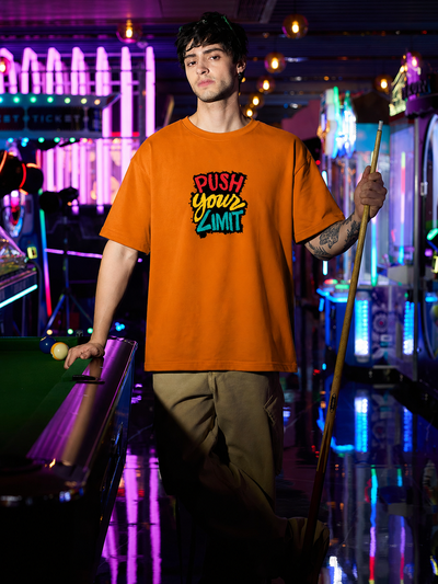 Push Your Limit Men's Oversized Tee – Orange