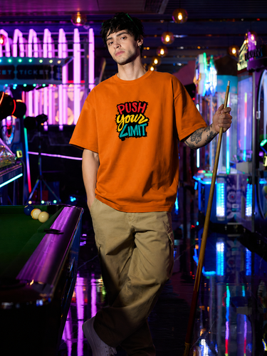 Push Your Limit Men's Oversized Tee – Orange