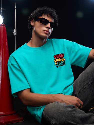 Push Your Limit Men's Oversized Tee – Aqua Mint