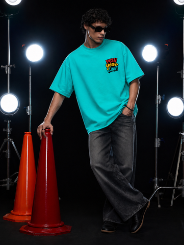 Push Your Limit Men's Oversized Tee – Aqua Mint