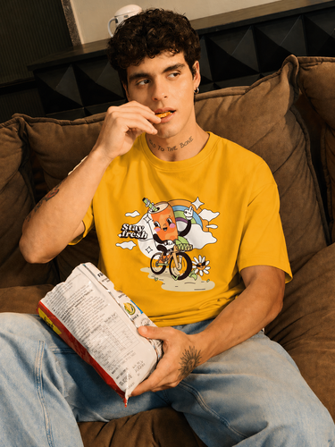 Men’s Oversized Graphic T-Shirt – “Stay Fresh” Cartoon Print