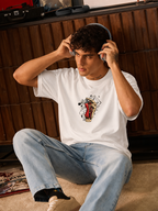 Men's White 'Spray Can Art' Graphic Oversized T-Shirt