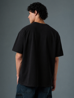 Men's Black 'Fly High to the Sky' Graphic Oversized T-Shirt