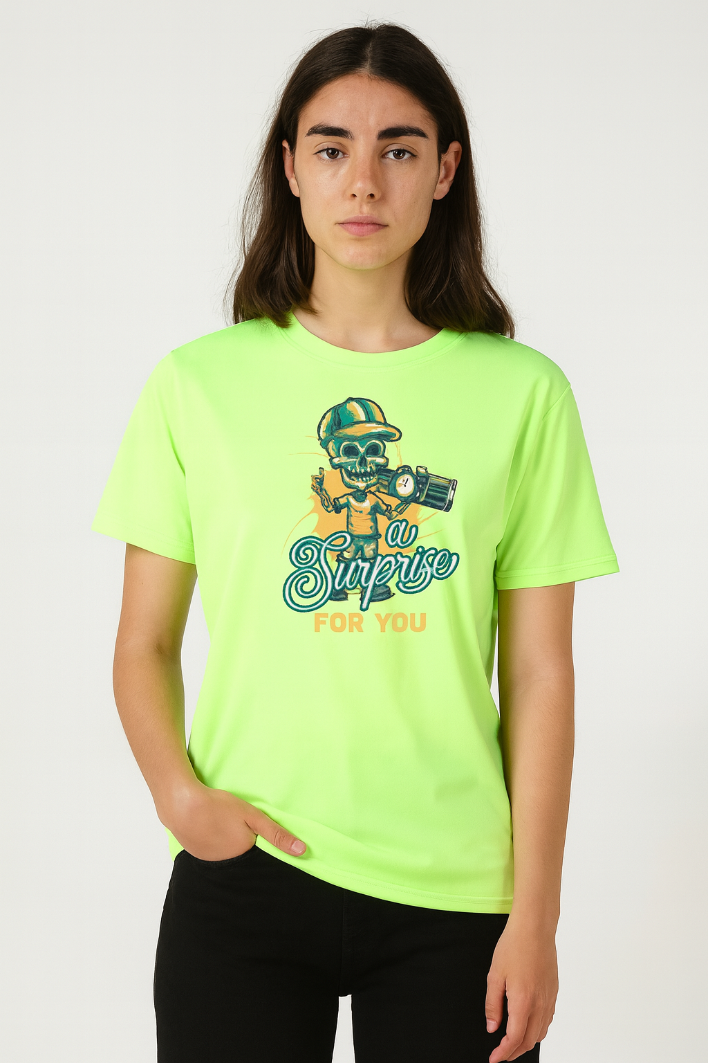 Neon Lime Graphic RoundNeck Tee – A Surprise For You