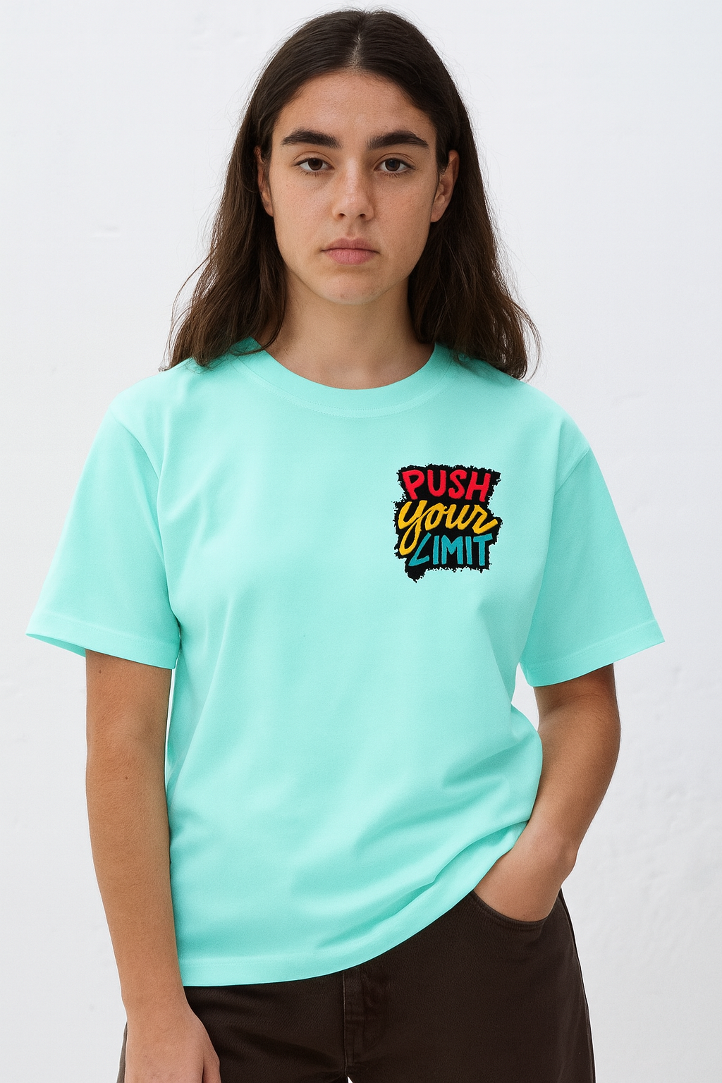 Push Your Limit Men's Oversized Tee – Aqua Mint