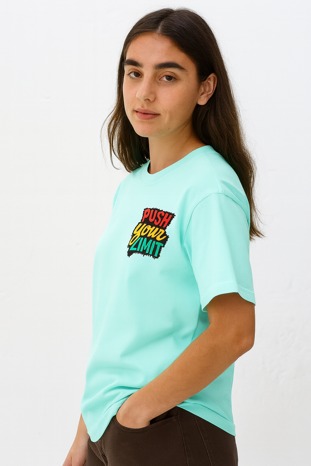 Push Your Limit Men's Oversized Tee – Aqua Mint