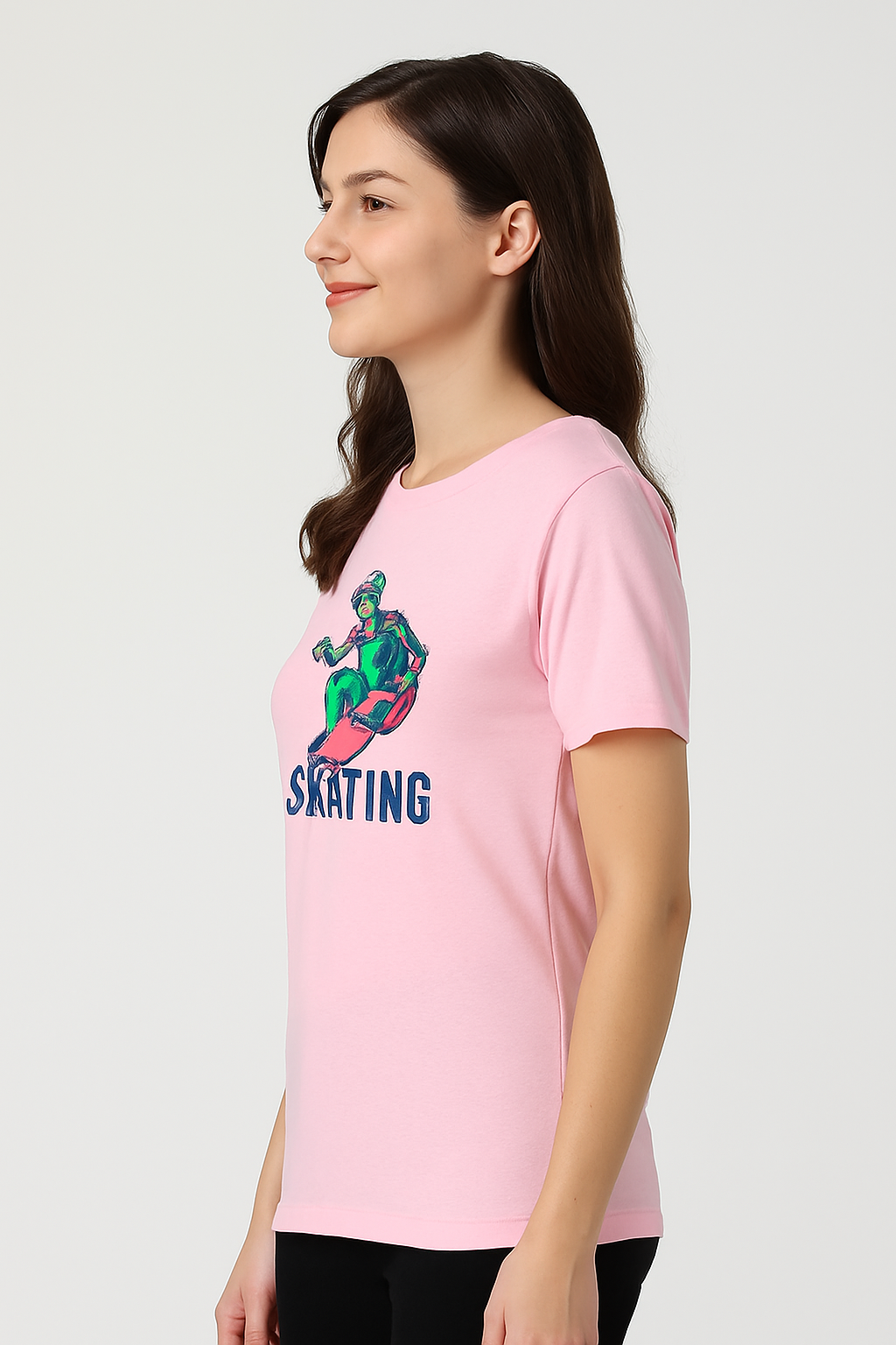 Men's Pink 'Skating Skeleton' Graphic T-Shirt