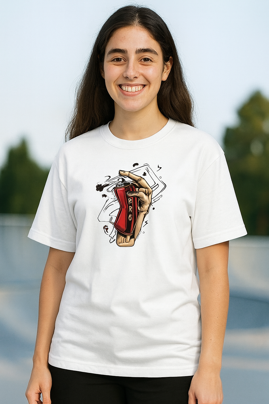 Men's White 'Spray Can Art' Graphic Oversized T-Shirt