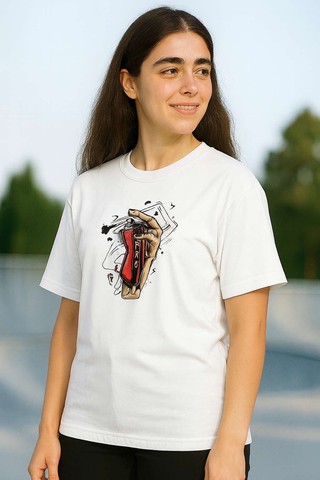 Men's White 'Spray Can Art' Graphic Oversized T-Shirt