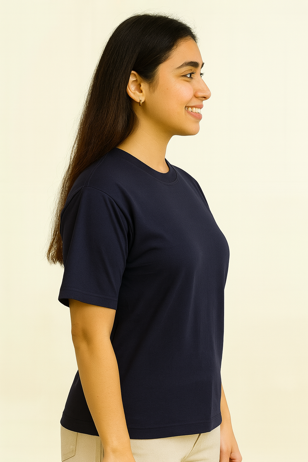 Men's Navy Blue 'Howling Wolf & Full Moon' Graphic Back Print T-Shirt