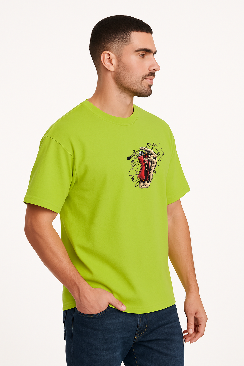 Men’s Graphic Print Oversized T-Shirt – Spray Can Design
