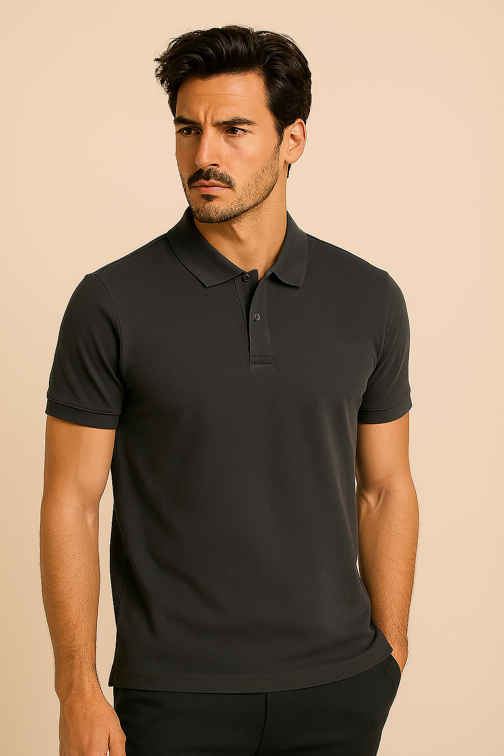 Charcoal Grey Polo T-Shirt Fit | Sleeve