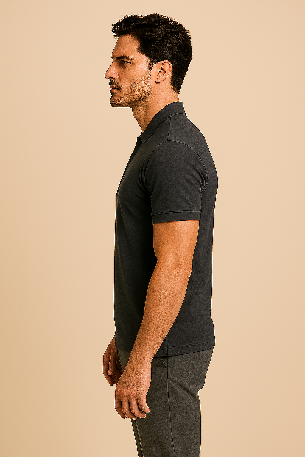 Charcoal Grey Polo T-Shirt Fit | Sleeve