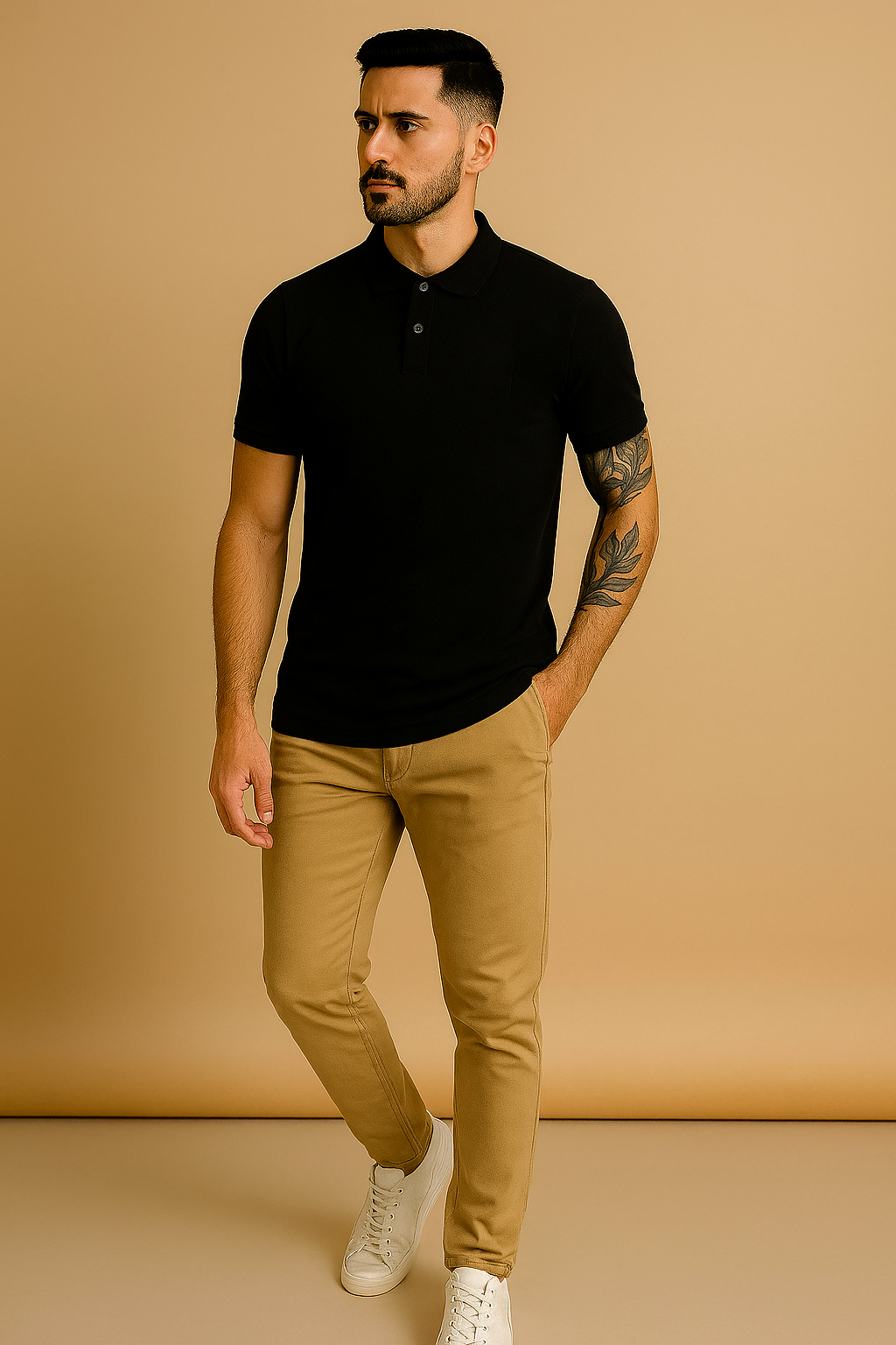 Men's Black Polo T-Shirt Fit | Sleeve