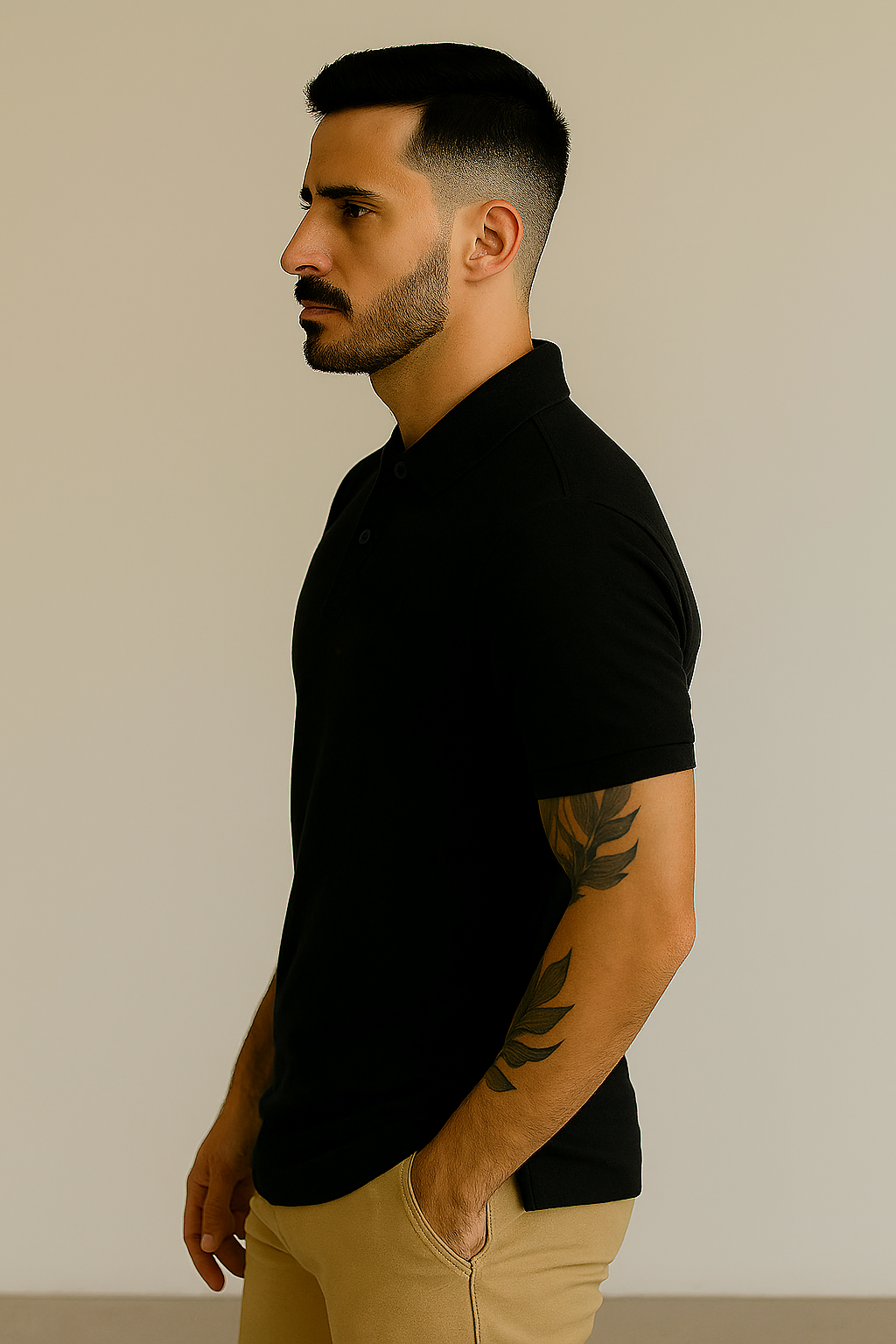 Men's Black Polo T-Shirt Fit | Sleeve