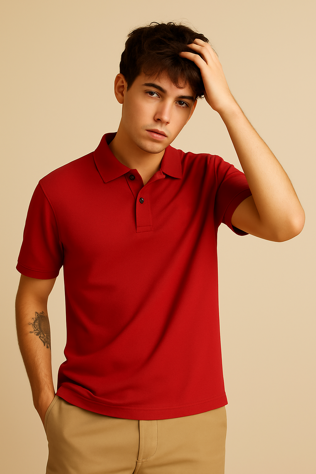 Maroon Mood Polo Fit | Sleeve
