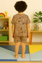 Kids' Brown Snoopy Printed Co-Ord Set