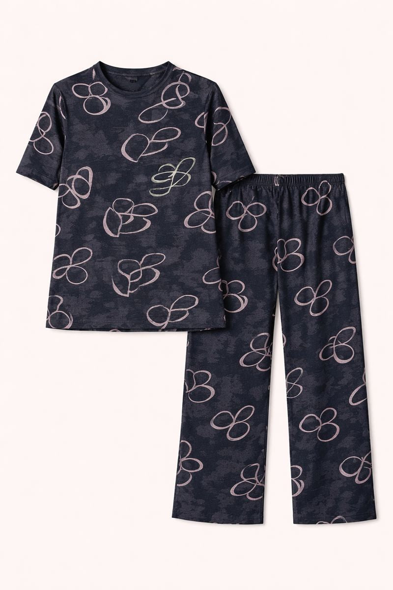 Navy Abstract Floral Co-ords Set