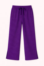 Women’s Lilac Ribbed Wide-Leg Pants
