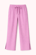 Women’s Lilac Ribbed Wide-Leg Pants