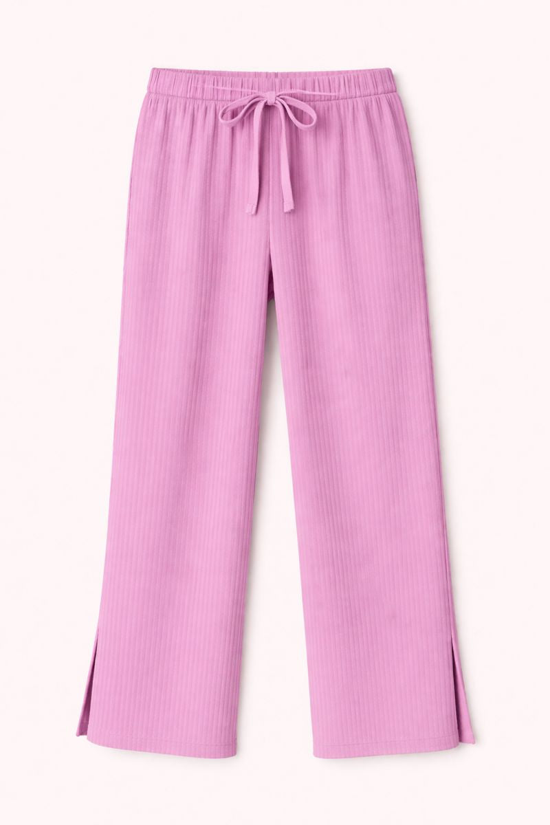Women’s Lilac Ribbed Wide-Leg Pants
