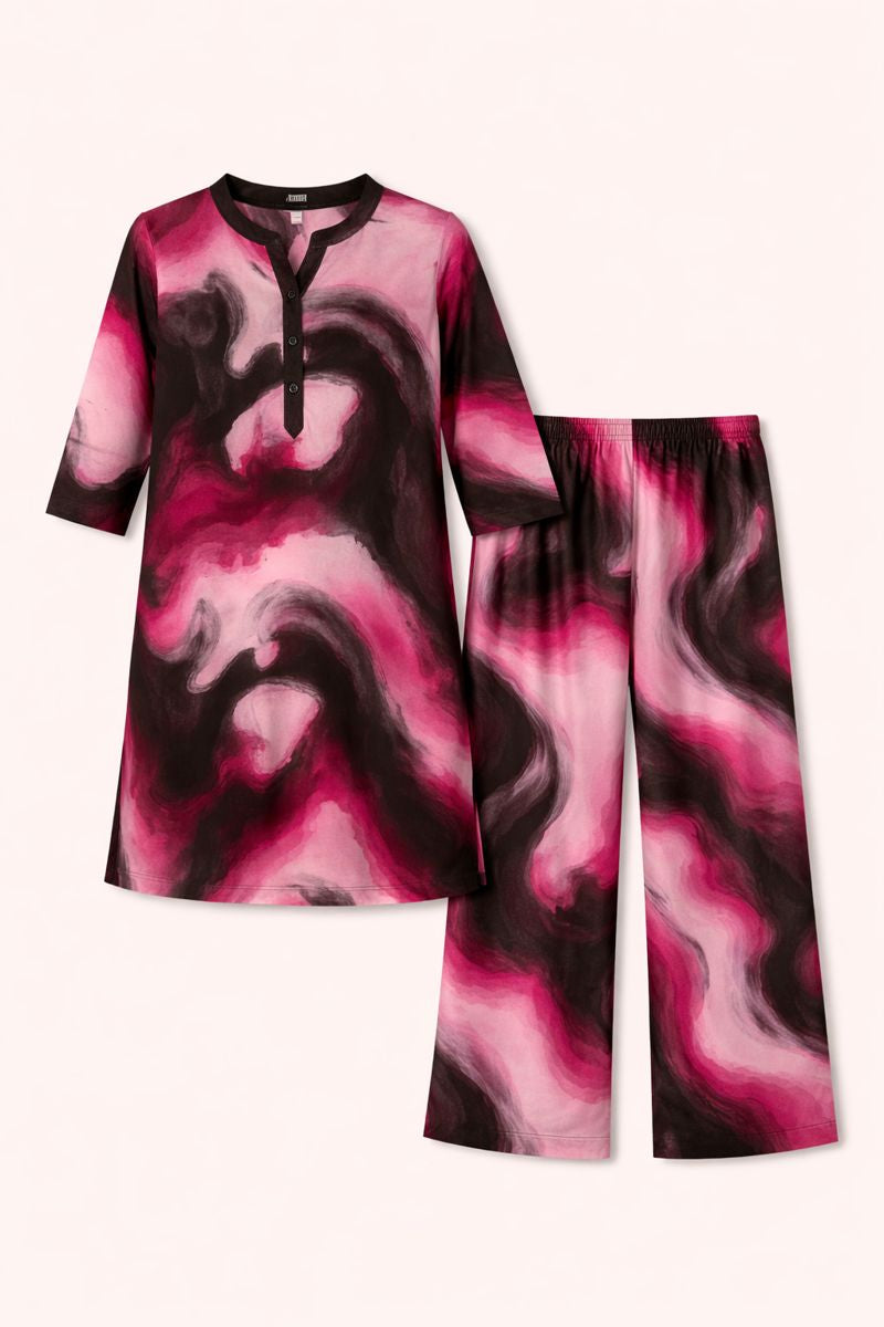 Crimson Aura Abstract Printed Kurta Set