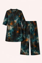 Midnight Marble Abstract Printed Kurta Set