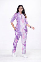 Women’s Lavender & Pink Abstract Printed Co-Ord Set