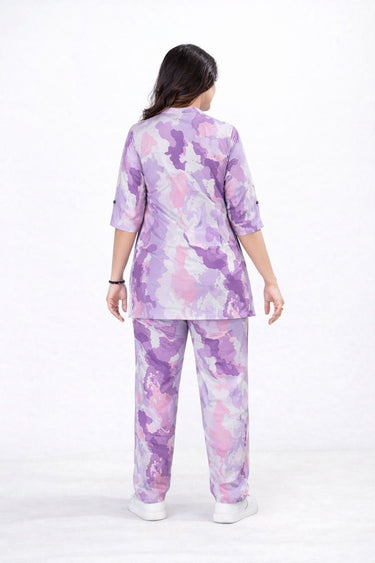 Women’s Lavender & Pink Abstract Printed Co-Ord Set