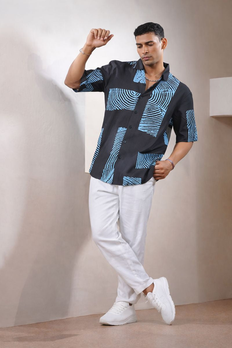 Men’s Black Abstract Print Shirt