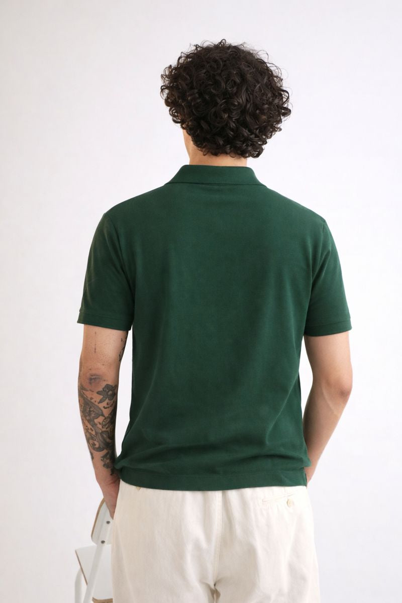 Men's Dark Green Polo T-Shirt - Regular Fit, Half Sleeve