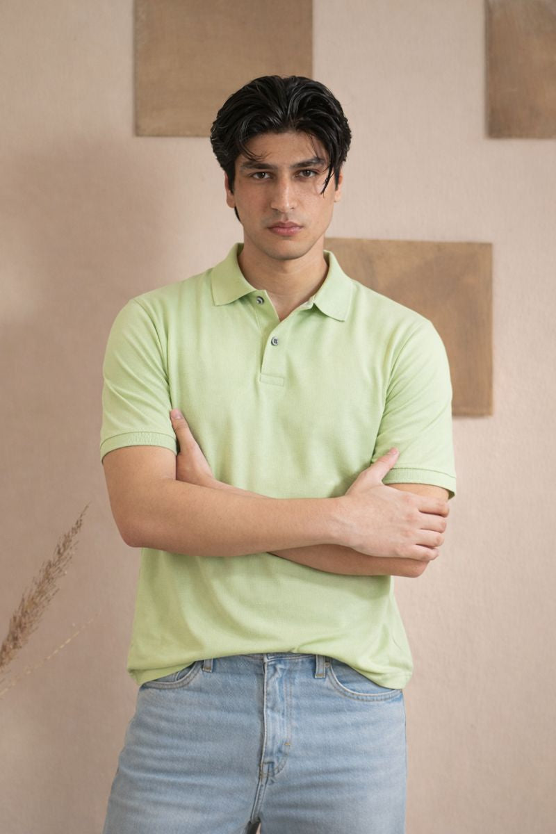 Men's Sea Green Polo T-Shirt - Regular Fit, Half Sleeve