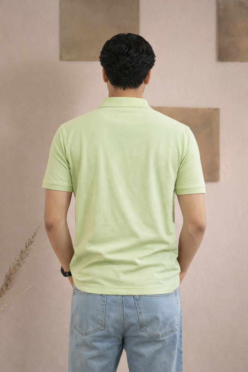 Men's Sea Green Polo T-Shirt - Regular Fit, Half Sleeve