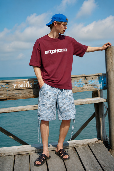 GROHOOD Oversized Maroon Graphic T-Shirt for Men | Dragonfly Back Print Streetwear Tee | Premium Cotton Relaxed Fit