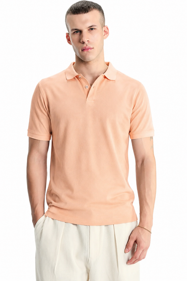 Men's Peach Polo T-Shirt - Regular Fit, Half Sleeve