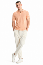 Men's Peach Polo T-Shirt - Regular Fit, Half Sleeve