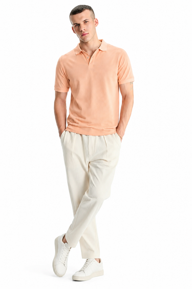 Men's Peach Polo T-Shirt - Regular Fit, Half Sleeve