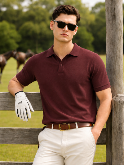 Men's Maroon Polo T-Shirt - Regular Fit, Half Sleeve
