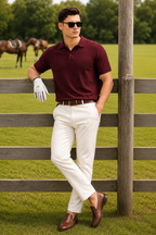 Men's Maroon Polo T-Shirt - Regular Fit, Half Sleeve