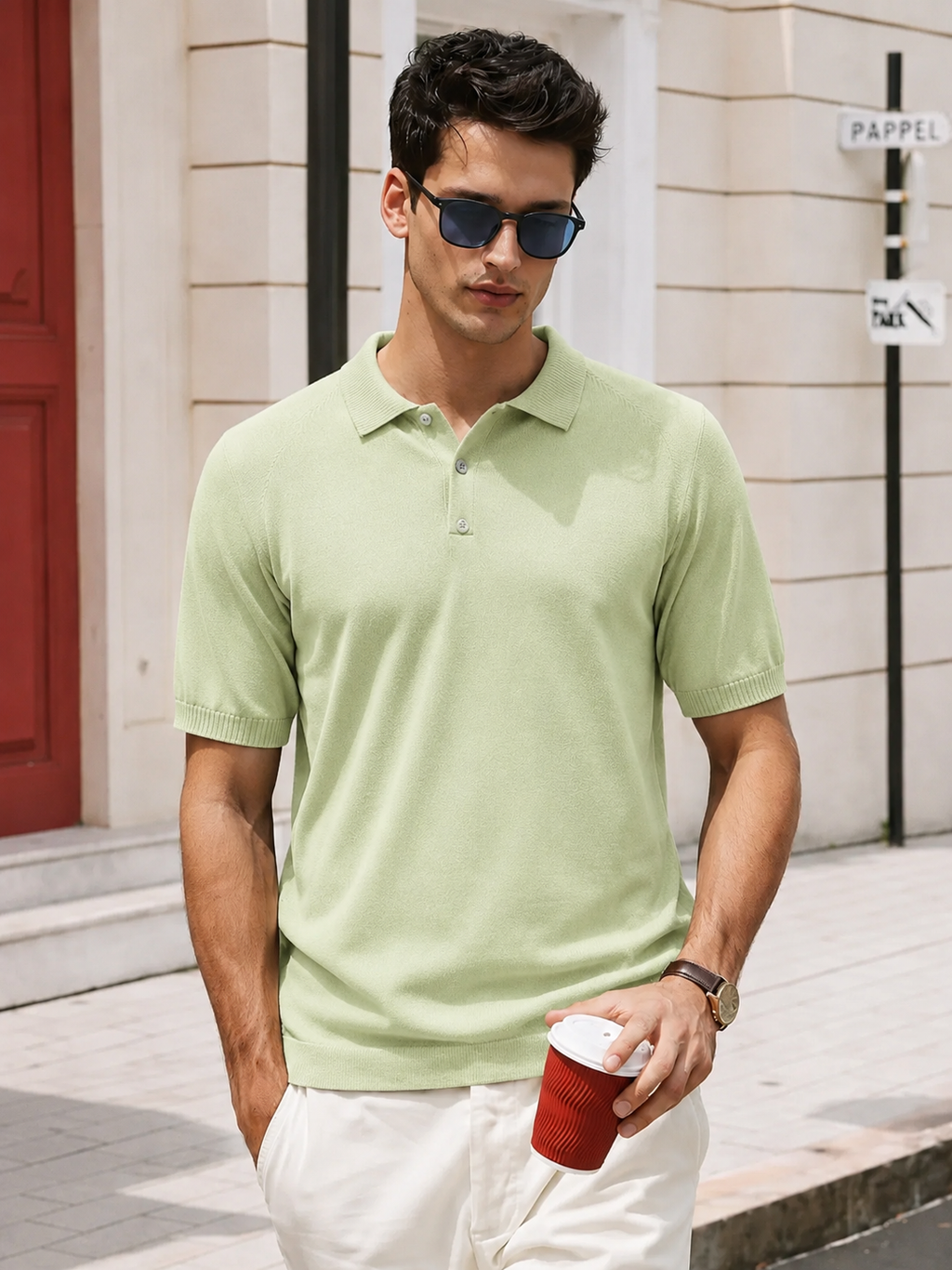 Men's Sea Green Polo T-Shirt - Regular Fit, Half Sleeve